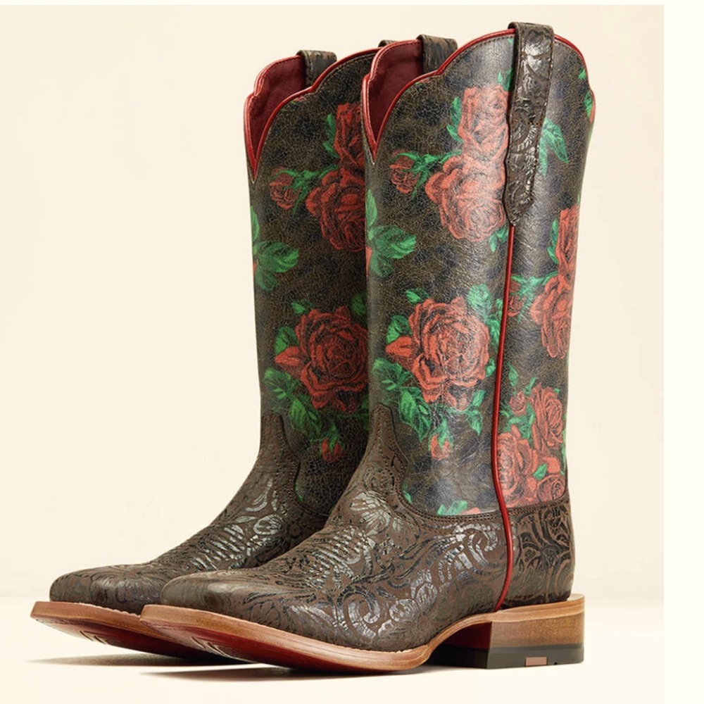 Ariat Women's Chocolate Floral Embossed Boots